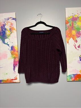 **3 for $15** Burgundy Crew Neck Sweater with Cozy Knit and Timeless Design